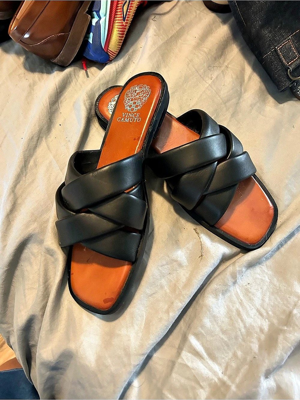 Franco Sarto Black Strappy Slide Sandals